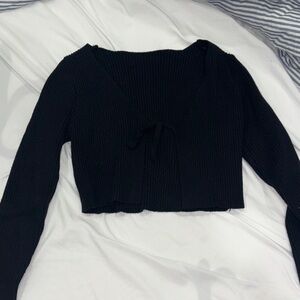 Black Ribbed Knit Top